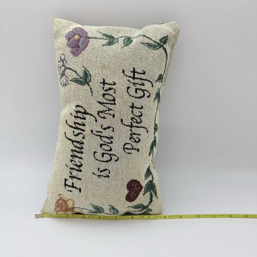 Vintage‎ Throw Tapestry Pillow Friendship Cottage Clean Decor Floral 1990s